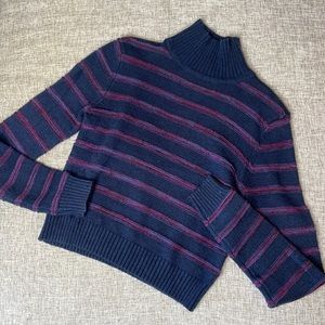 Lovers + Friends Purple Striped Knit Turtle Neck